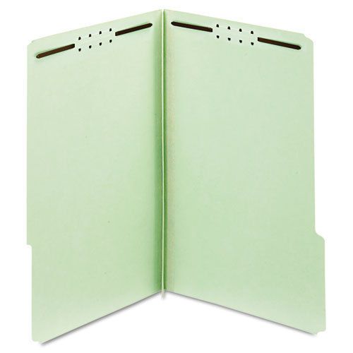 Folders, Three Inch Expansion, Two Fasteners, 1/3 Cut Tab, Legal, Green, 25/Box
