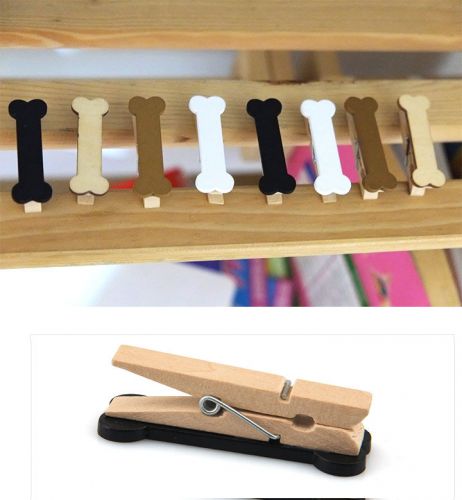 New Bone Model Clip Wood Book Marklets Clothespin Peg Paper File 1pcs