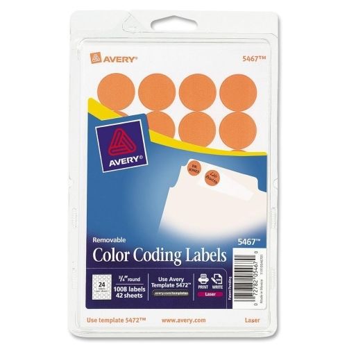 LOT OF 4 Avery Round Color Coding Label  - 1008 / Pack - Circle - Red