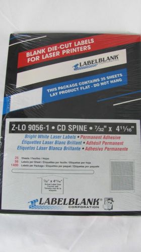 LABELBLANK CD SPINE LABELS- 7/32&#034; X 4 11/16&#034; WHITE 25 SHEETS -1400 LABELS TOTAL
