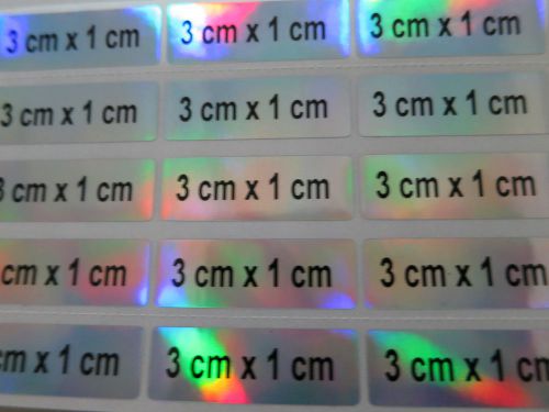 240 Hologram Silver Laser Personalized Waterproof Name Stickers Labels 3 x 1 cm