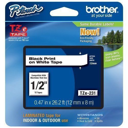 Brother Laminated Black on White Tape (TZe231) EE490799 Mint Home Office