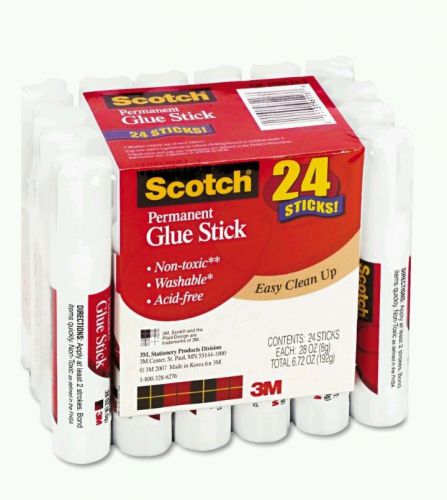 Scotch Permanent Glue Stick .28 oz (24 Pack) Multi-Purpose