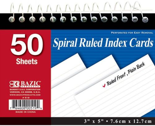 Spiral Bound Ruled Index Card 3 X 5 White 50 Nt 519