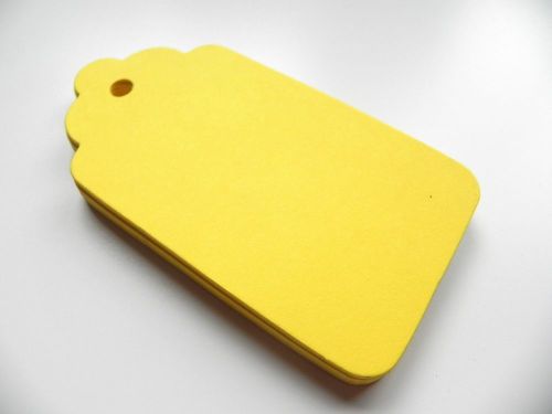 25 large yellow scallop gift tags blank 80 lb. 2.25 x 4.5 plain diy handmade for sale