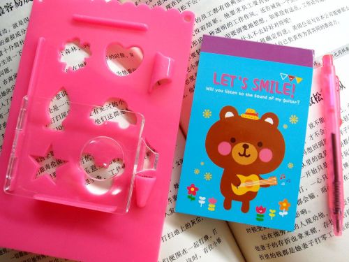 1X Bear Memo Pad Set (Notebook + Plastic Ruler + Ball Pen) Stationery Kids Gift