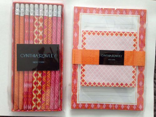 NIP Cynthia Rowley Stationary Paper Products And Pencil Set Orange Red Pink
