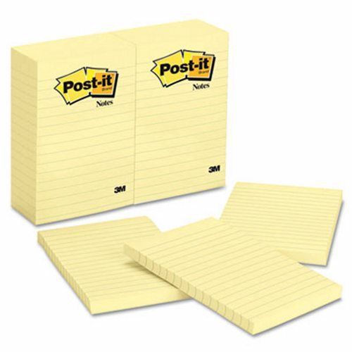 Post-it Notes, 4 x 6, Lined, Yellow, 12 100-Sheet Pads/Pack (MMM660YW)