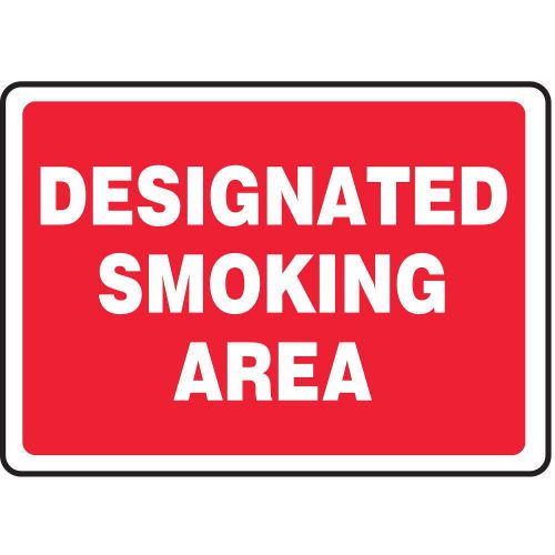 Smoking Area Sign, 10 x 14In, WHT/R, PLSTC MSMK403VP