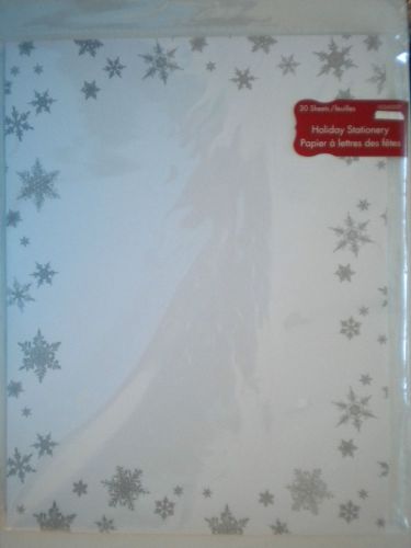 *NEW* ~ 30 PREMIUM &#034;Silver Snowflakes&#034; CHRISTMAS COMPUTER STATIONERY SHEETS