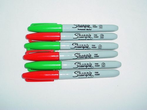 Sharpie Permanent Markers Fine Point Green Red New