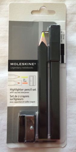 New Moleskine HIghlighter Pencils Set of 2 With Sharpener School Office Project