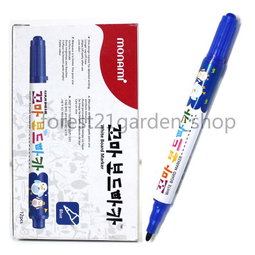 Monami Little White Board Marker for Children,Detailed Writing - Blue12 Pcs