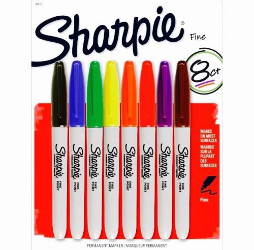 STANFORD Sharpie Fine Point Permanent 8 Ct Multi Color Marker (MADE IN USA)