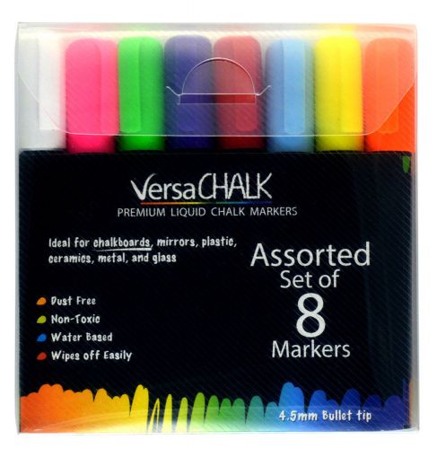 VersaChalk Colored Liquid Chalk Markers (8pk) - Chalk Ink Pens Chalkboard Pen