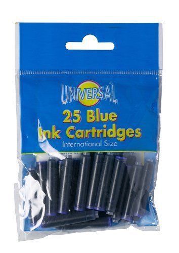 Pack of 25 blue ink cartridges international size cartridge pens office school for sale