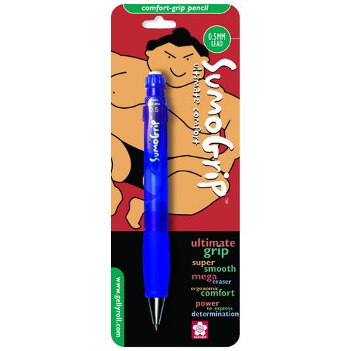 Sakura Sumo Grip Mechanical Pencil with eraser 0.5mm Line Width BLUE Case 1ea