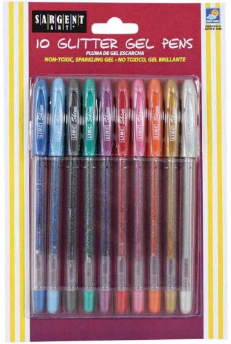 Count Glitter Gel Pens 10-count Gold Pink Orange Green Turquoise 22-1501