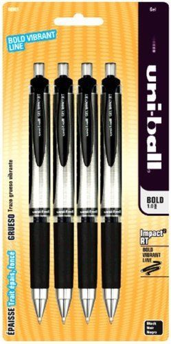 Impact rt retractable gel pens, bold point, black ink, pack of 4 brand new! for sale