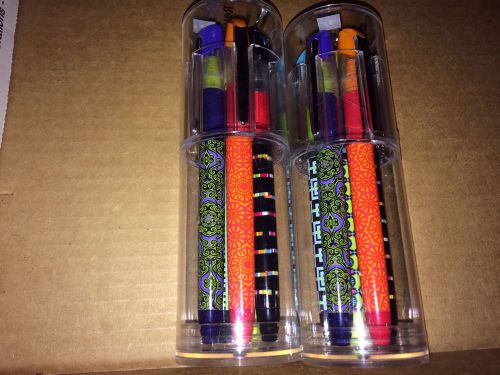 Rollerball Pens with Colorful Designs in a Plastic Carousel Holder Lot of 2 NEW