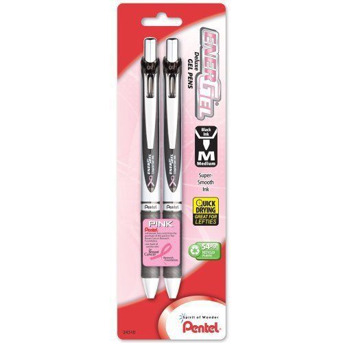 Pentel Pink BCA Ribbon Pentel EnerGel Deluxe RTX Retractable Liquid Gel Pen, Med