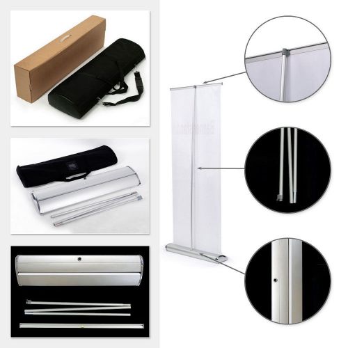 Silver broad base roll up banner stand (33&#034; w x 79&#039;&#039; h) for portable display for sale