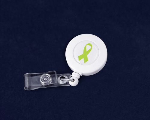 Retractable lime green ribbon badge holder (retail) for sale