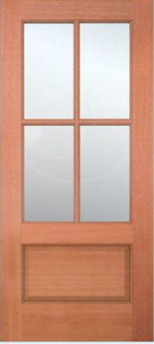 Exterior Meranti Mahogany 4 Lite Stain Grade Sash Solid Wood Entry Doors 6&#039;8H