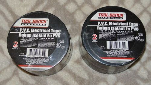 NEW Lot of 4 ROLLS OF BLACK ELECTRICAL TAPE 2 - 2 packs 50 feet 200 Feet Total