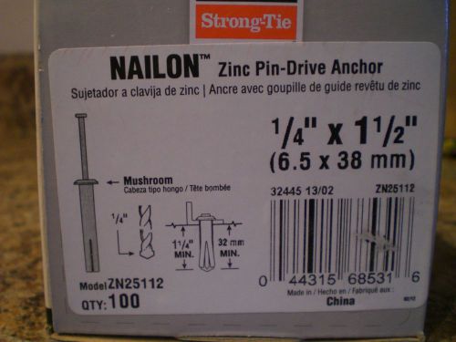 simpson Concrete zinc pin-drive anchors  1/4 x 1-1/2 Qty 100 zn25112