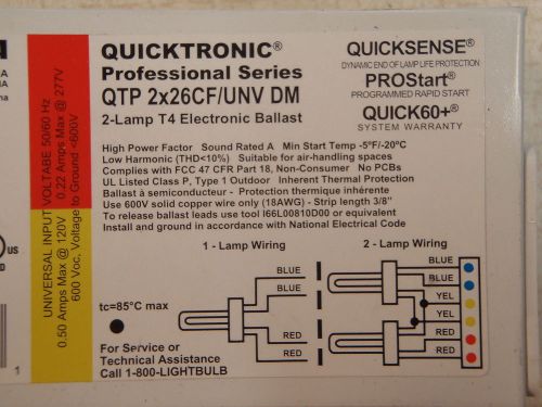 New sylvania qtp2x26cf/unv dm quicktronic electronic cfl 1-2 lamp t4 ballast for sale