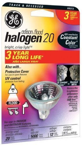 Ge lighting 21455 q20mr16fl  mr16  20 watt halogen quartz floodlight and spotlig for sale