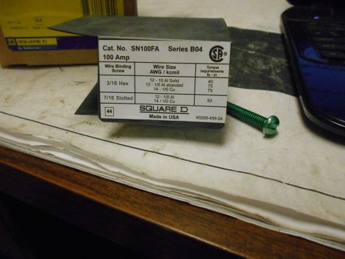 NEW SQUARE D GROUNDABLE NEUTRAL ASSEMBLY SN100FA