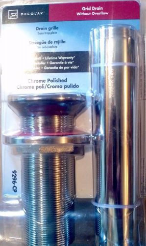 Decolav 9296-cp grid drain w/out overflow in polished chrome new in pkg! for sale