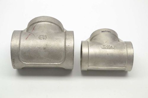 LOT 2 MIX TC-304 1-1/2-150 2-304 STAINLESS 2IN 1-1/2IN TEE PIPE FITTING B377931