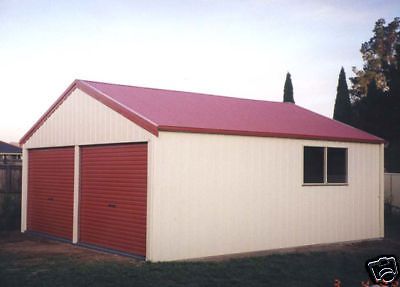Steel Metal 2-Car Garage Building Kit 576 sq workshop barn shed prefab storage