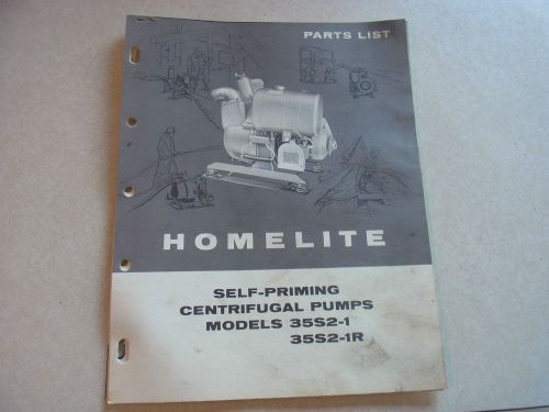 VINTAGE HOMELITE Self Priming Centrifugal Pump 35S2-1 / 1R Parts List and More