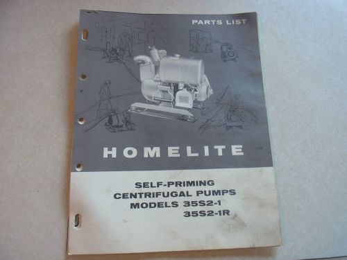 VINTAGE HOMELITE Self Priming Centrifugal Pump 35S2-1 / 1R Parts List and More