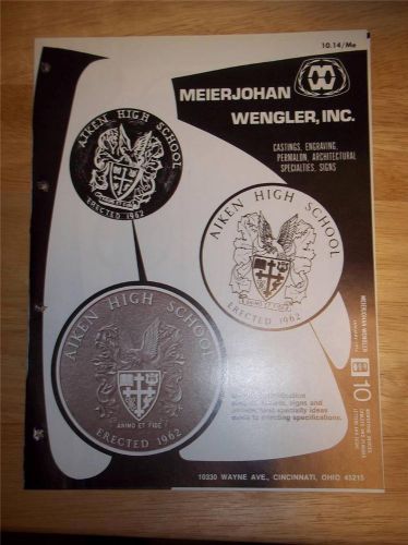 Vtg Meierjohan Wengler Catalog~Castings/Permalon/Signs/Plaques/Lettering