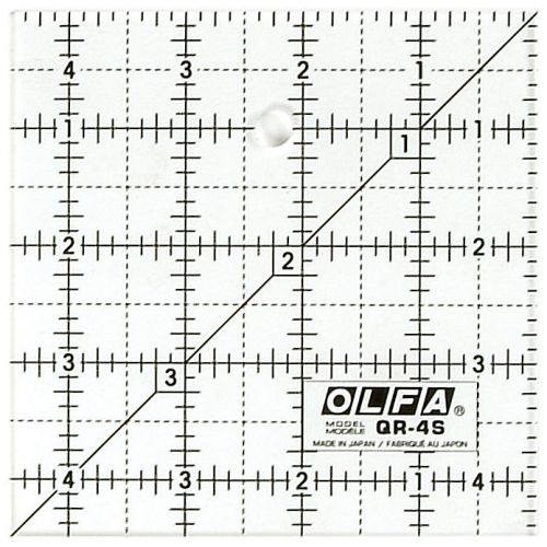 OLFA 4 1/2&#034; Square Non-Slip, Frosted Advantage Acrylic Ruler (OLFA QR-4S)