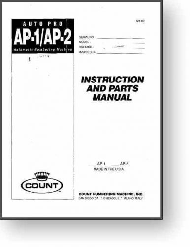 Count Auto Pro AP-1 / AP-2 Numbering Manual