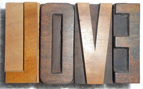 Vintage Letterpress Letter Wood Type Printers Block &#034;Love&#034; Collection.B819