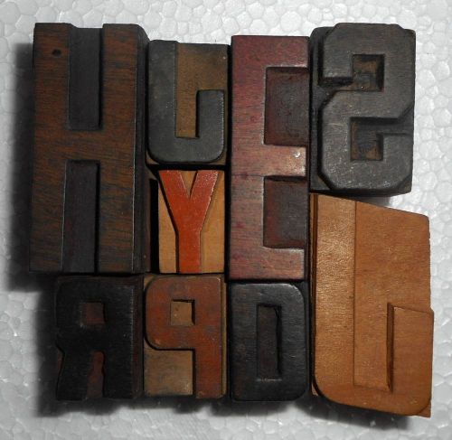 Vintage Letterpress Letter Wood Type Printers Block Lot Of 9 Collection.B760