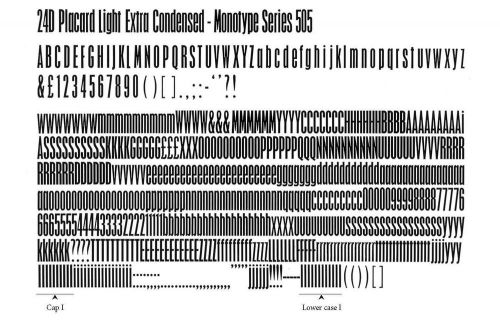 Letterpress type 24D*pt. Placard Light Extra Condensed