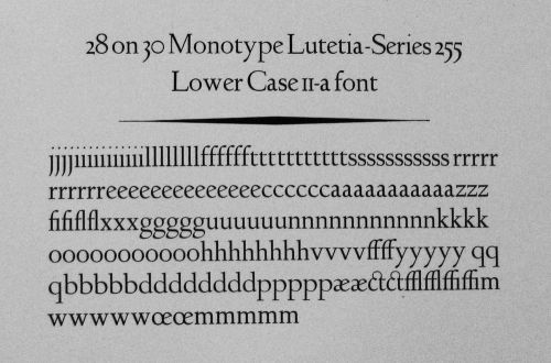 New Letterpress Type - 28D on 30pt. Lutetia lower case