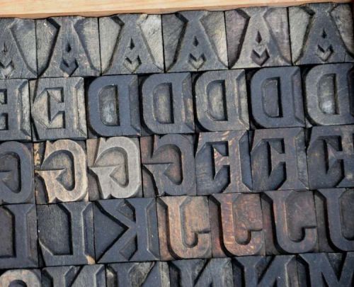 letterpress wood printing blocks 117pcs 1.26&#034; tall alphabet wooden type woodtype