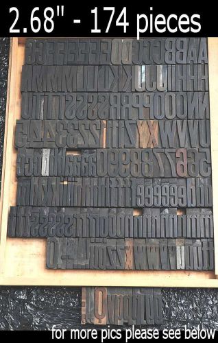 letterpress wood printing blocks 174pcs 2.68&#034; tall woodtype characters type ABC