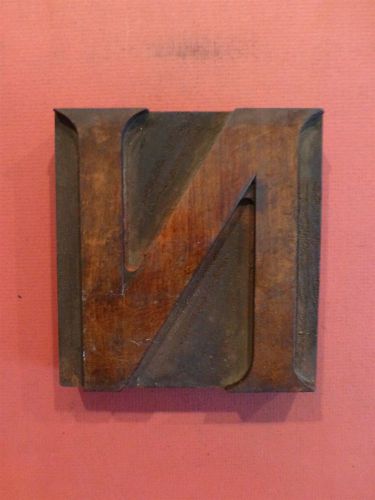 Wood Letter N - Fancy Letterpress Type Printers Block - 5 by 4 3/4 inches