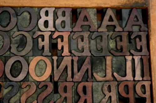 104pc Set Old Letterpress Printers Wood Type Ben Franklin Serif Font ~ Rare
