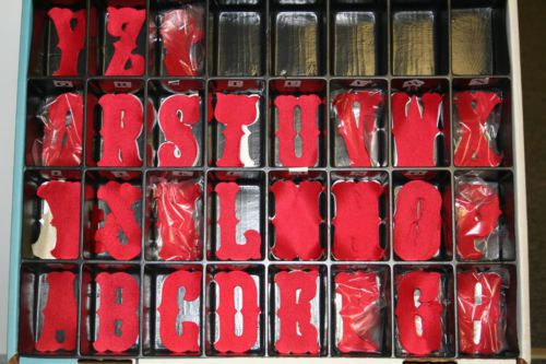 STAHLS 3&#034; TIFFANY BACKGROUND RED &amp; WHITE TWILL LETTERS